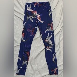 Floral Print Women's Leggings in Blue and Pink